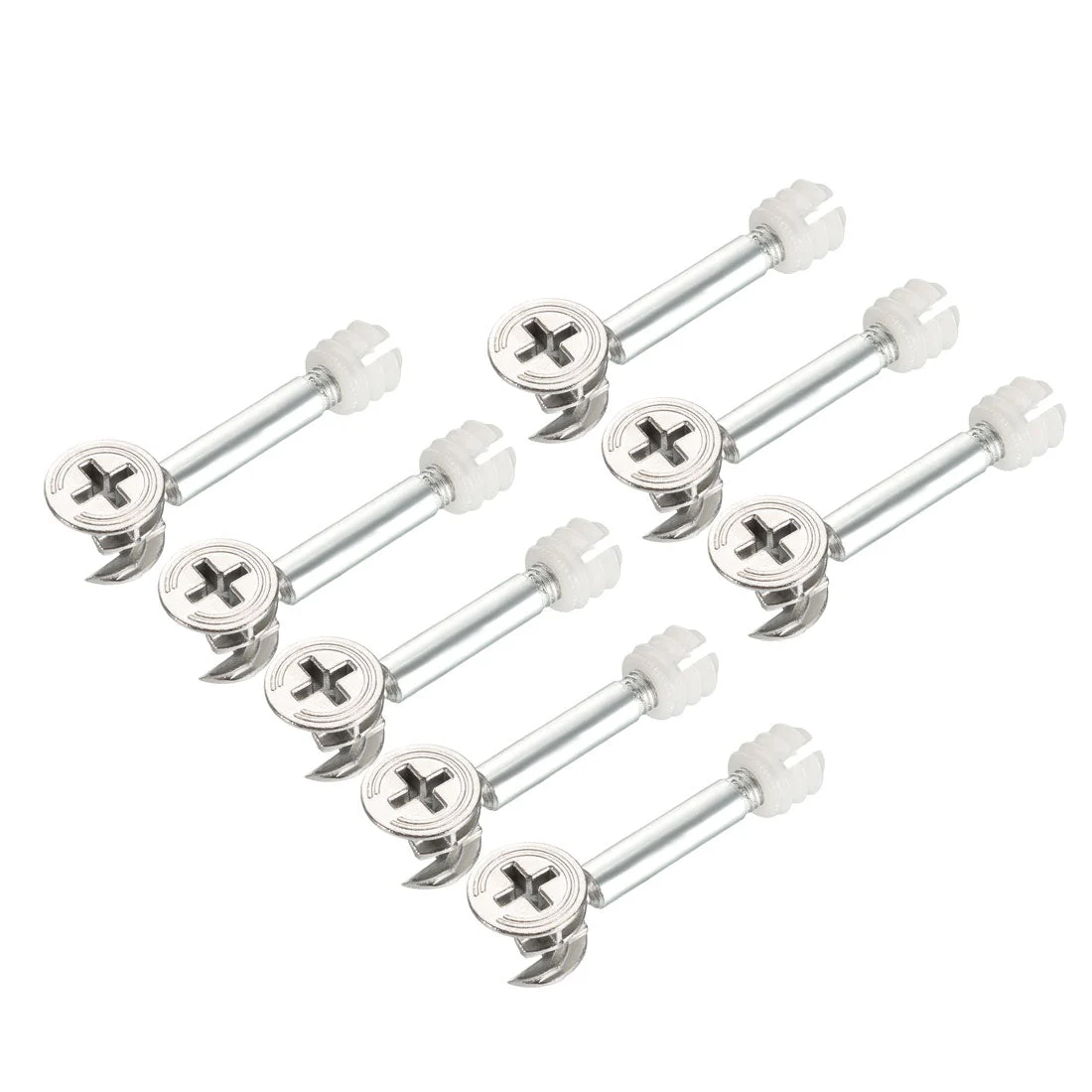 3-in-1 Furniture Connecting Kit 15mm Outer Dia Cam Fitting, M6x40mm Dowel Screws, 10.7mm OD Pre-inserted Nut 8 Sets
