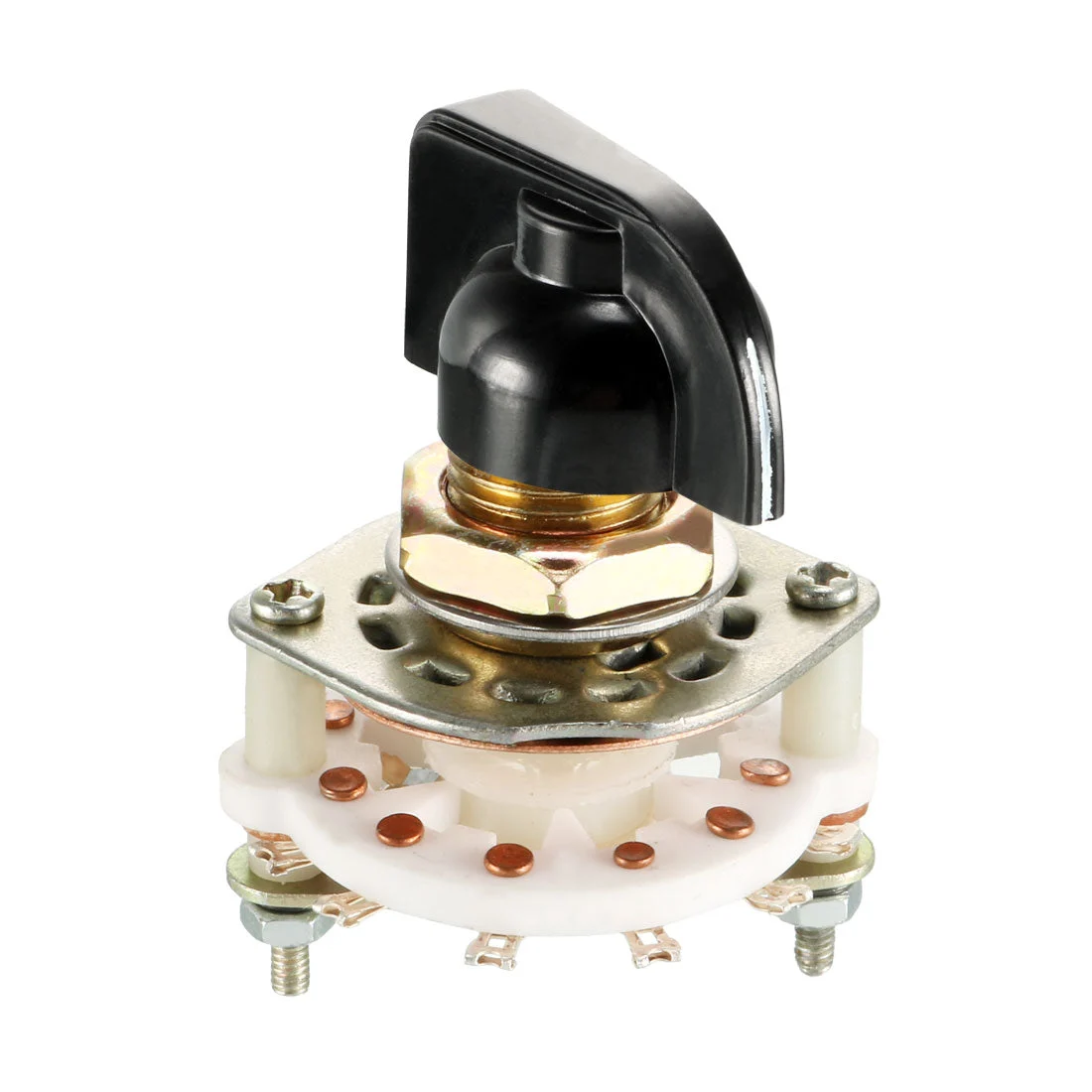 1P7T 1 Pole 7 Throw Single Deck Band Channel Rotary Switch Selector with Black Plastic Knob