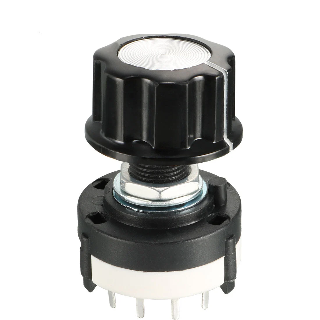 3P4T 3 Pole 4 Throw Single Deck Band Channel Rotary Switch Selector with Black Plastic Knob