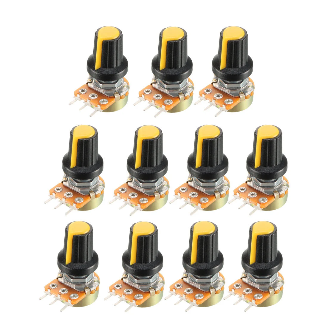 11Pcs 5K Ohm Variable Resistors Single Turn Rotary Carbon Film Taper Potentiometer with Knobs