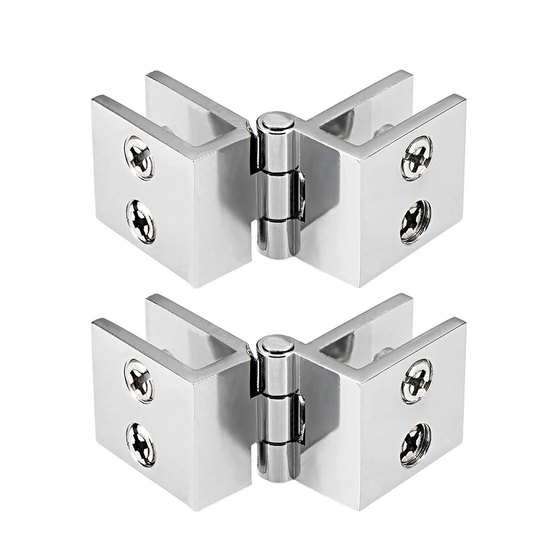 Glass Door Hinge - 180 Degree Cupboard Showcase Cabinet Door Hinge Glass Clamp ,Zinc Alloy , for 5-8mm Glass Thickness 2Pcs