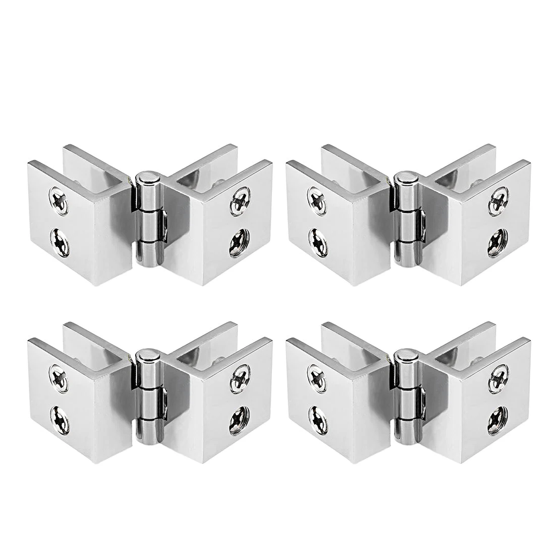 Glass Door Hinge - 180 Degree Cupboard Showcase Cabinet Door Hinge Glass Clamp ,Zinc Alloy , for 5-8mm Glass Thickness 4Pcs