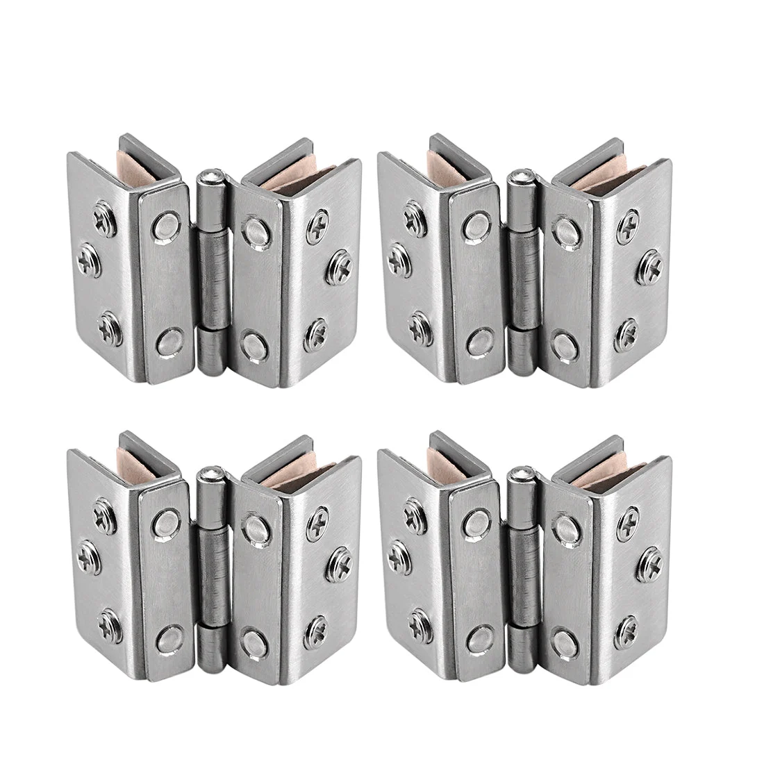 Glass Hinge Cabinet Door Cupboard Showcase Hinge Glass Clamp ,Stainless Steel , for 8-10mm Glass Thickness 4Pcs