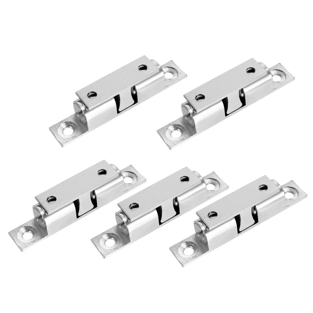 5pcs Cabinet Door Closet Brass Double Ball Catch, Tension Latch 70mm Length Silver Tone