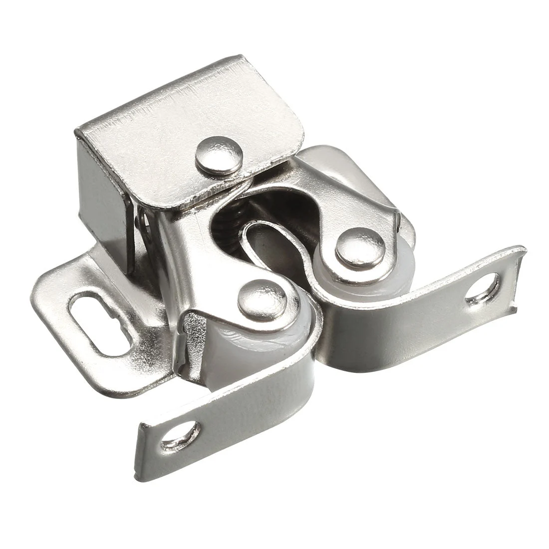 Cabinet Door Double Roller Catch Ball Latch with Prong Hardware, Silver 2pcs