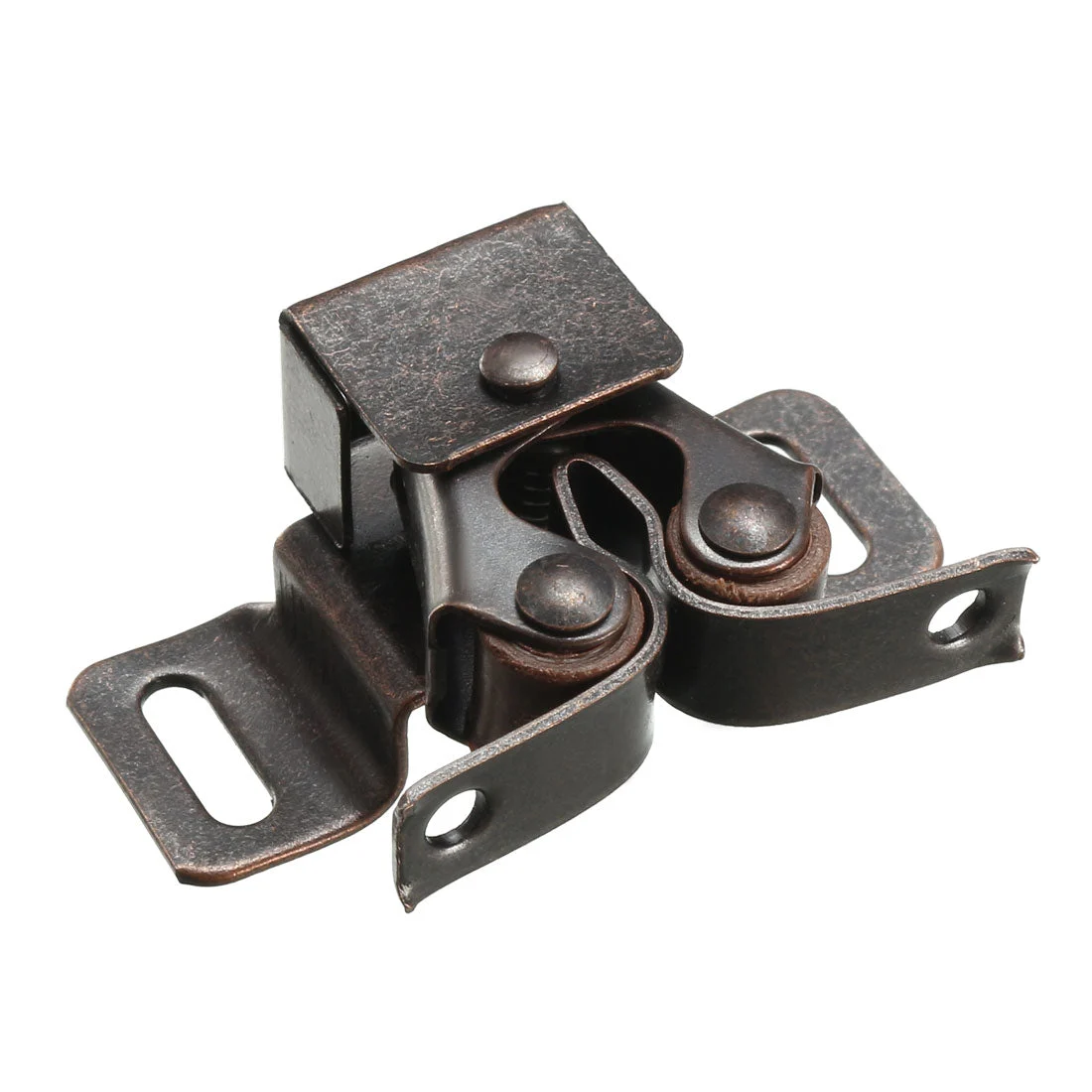 Retro Cabinet Closet Door Double Roller Catch Iron Ball Latch with Prong Copper Tone