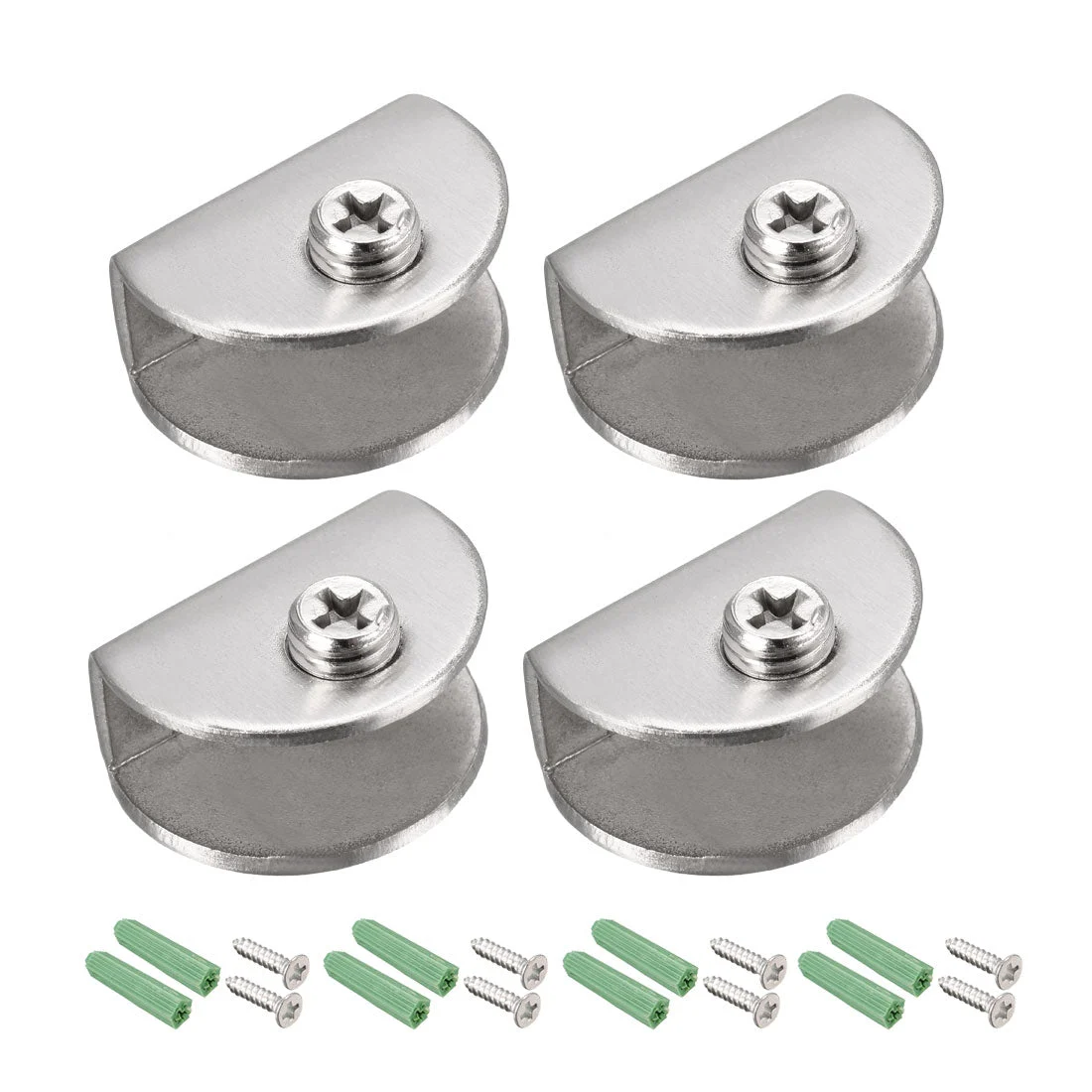 Glass Shelf Brackets Stainless Steel Clip Half Round for 7-11mm Thickness 4pcs