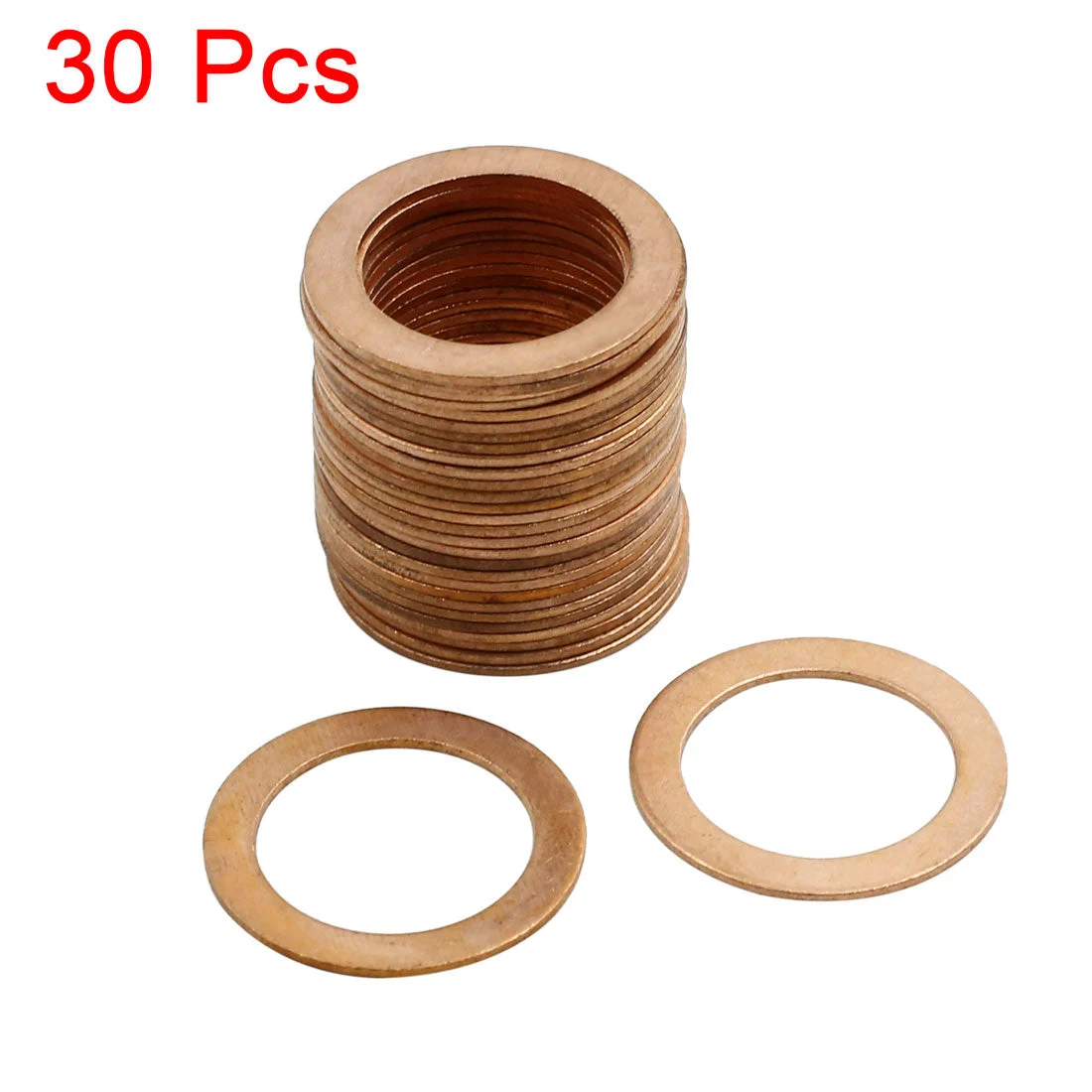 30 Pcs 20mm Inner Diameter Copper Washers Flat Sealing Gasket Rings for Cars