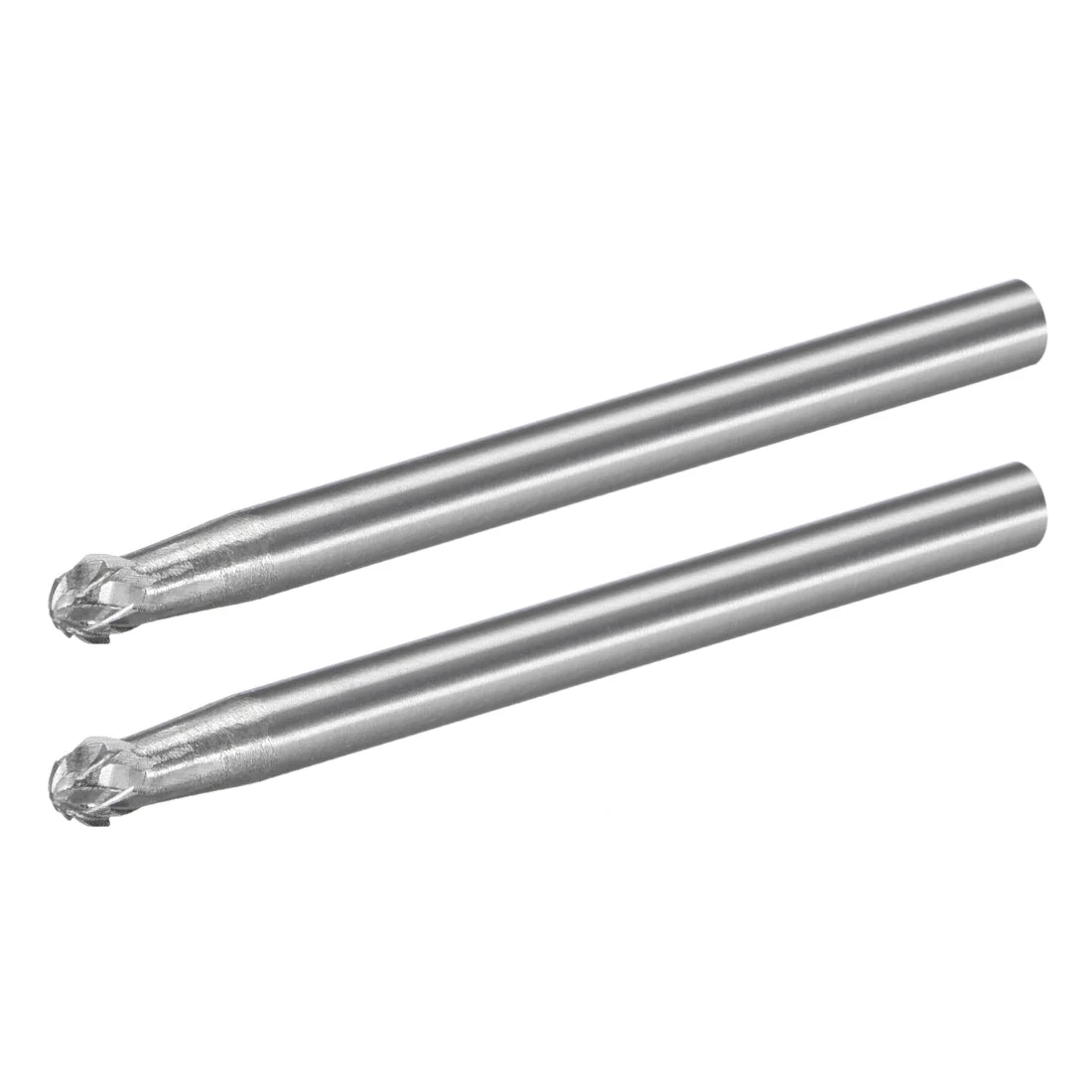 Tungsten Carbide Rotary Files 1/8" Shank, Double Cut Ball Shape Rotary Burrs Tool 3mm Dia, for Die Grinder Drill Bit Wood Soft Metal Carving Polishing Model Engineering, 2pcs