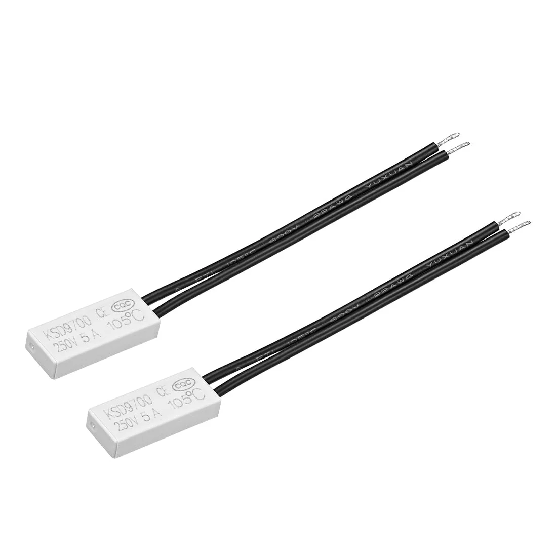Thermostat 105℃ NC 5A Plastic Bimetal Temperature Control Switch Controller 2pcs