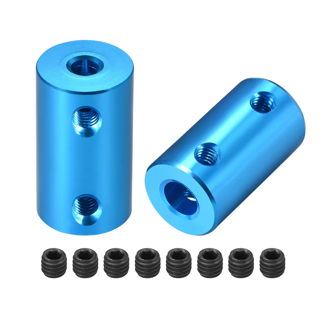 Uxcell Shaft Coupling 4mm to 6mm Bore L25xD14 Robot Motor Wheel Rigid Coupler Blue 2pcs