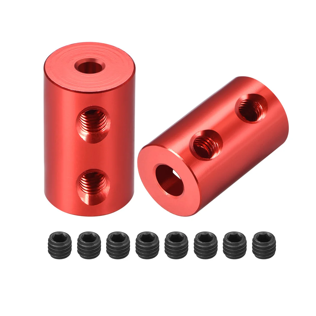 Uxcell 2 Pcs Shaft Coupling 3mm to 5mm Bore L20xD12 Robot Motor Wheel Rigid Coupler Red