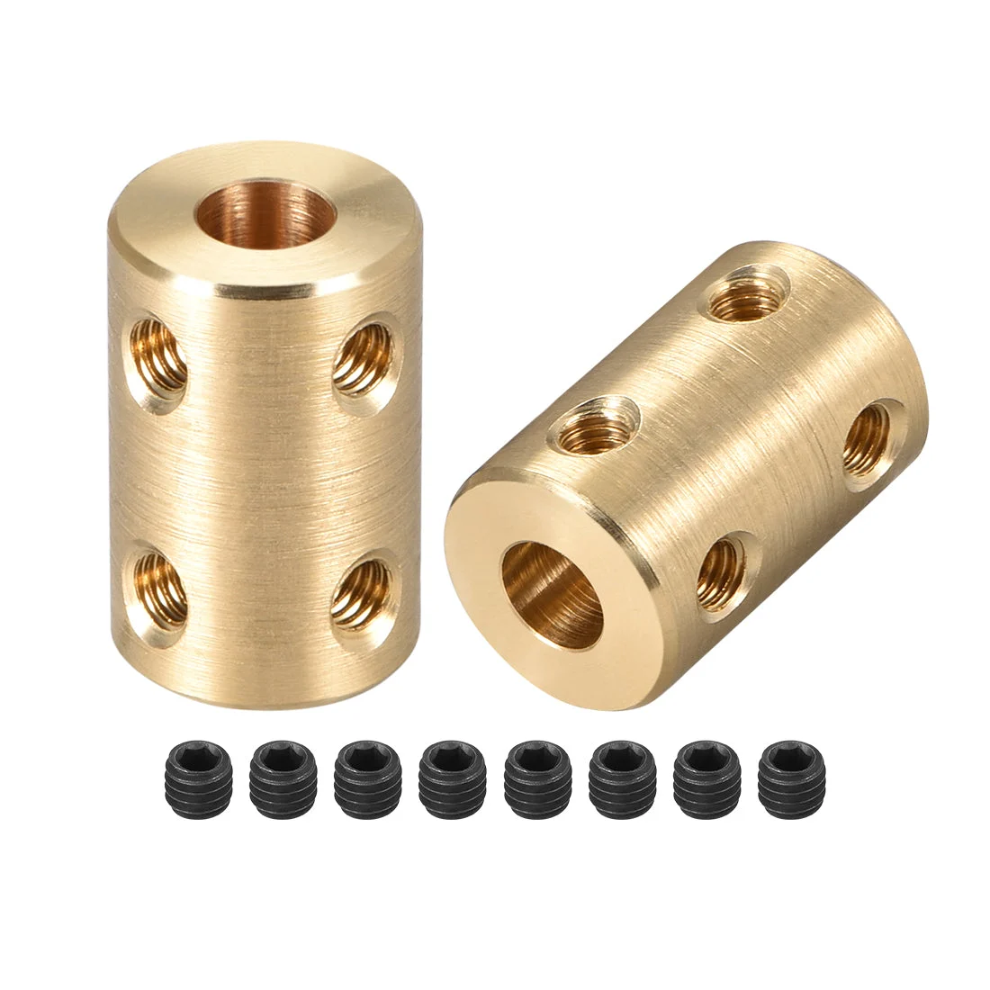 Uxcell Shaft Coupling 5mm to 6mm Bore L22xD14 Robot Motor Wheel Rigid Coupler Connector Gold Tone 2 Pcs
