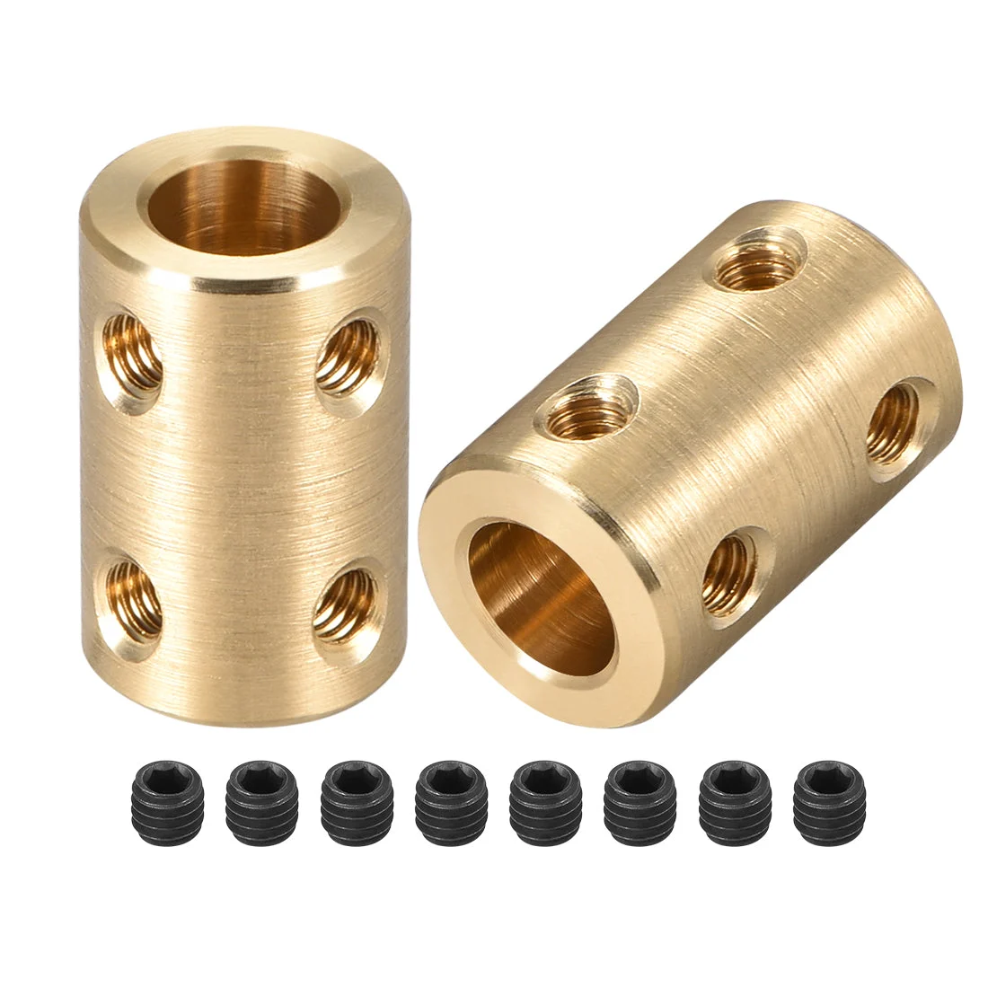 Uxcell Shaft Coupling 8mm to 8mm Bore L22xD14 Robot Motor Wheel Rigid Connector Gold Tone 2 Pcs