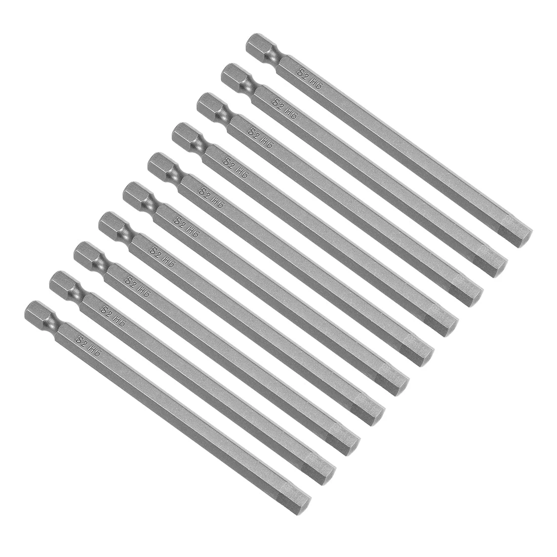 10Pcs 1/4" Hex Shank 100mm Length Magnetic Hex Head H6 Screwdriver Bits S2 Alloy Steel