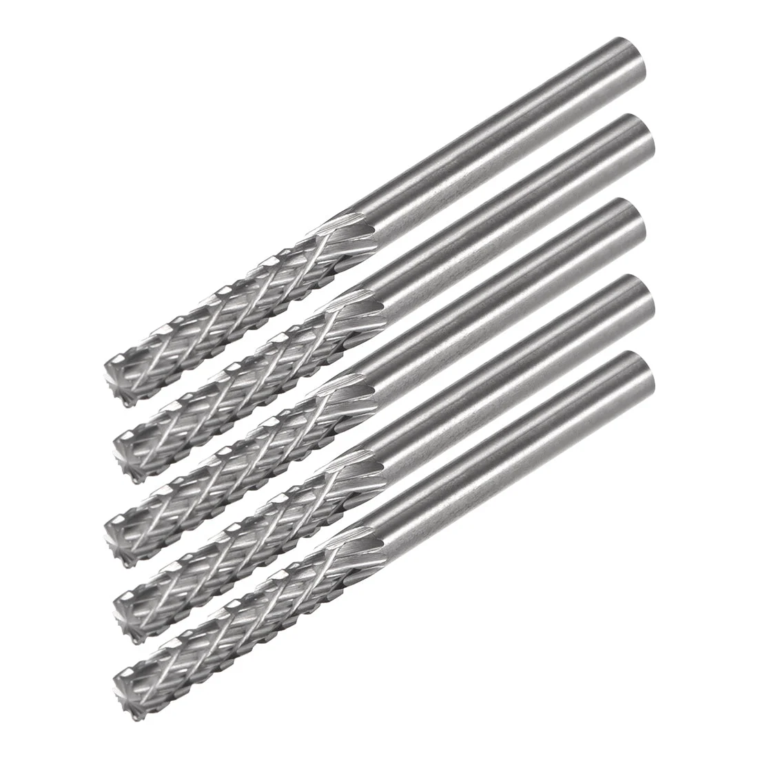 Tungsten Carbide YG8 Double Cut Rotary Burrs File Cylinder Shape 1/8" Shank 5pcs