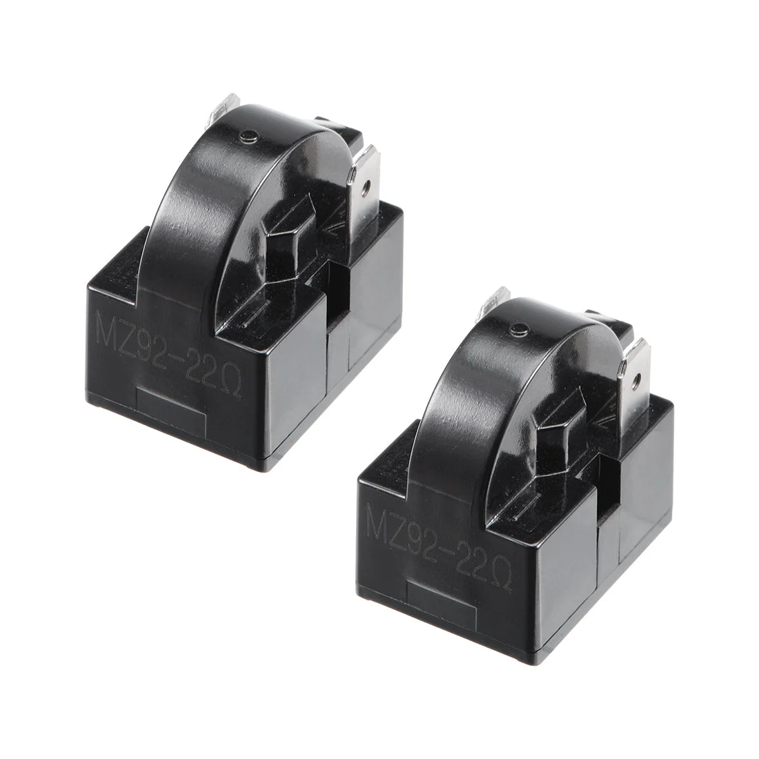 2 Pcs 22 Ohm 2 Pin Refrigerator Start Relay Replacement Part for Compressor Black