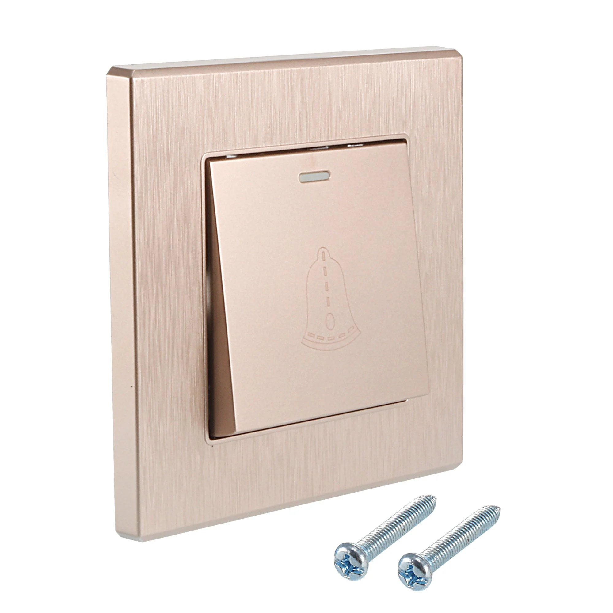 Uxcell Doorbell Push Button Switch Wall Mounted Resettable Square Champagne Gold AC 250V 16A