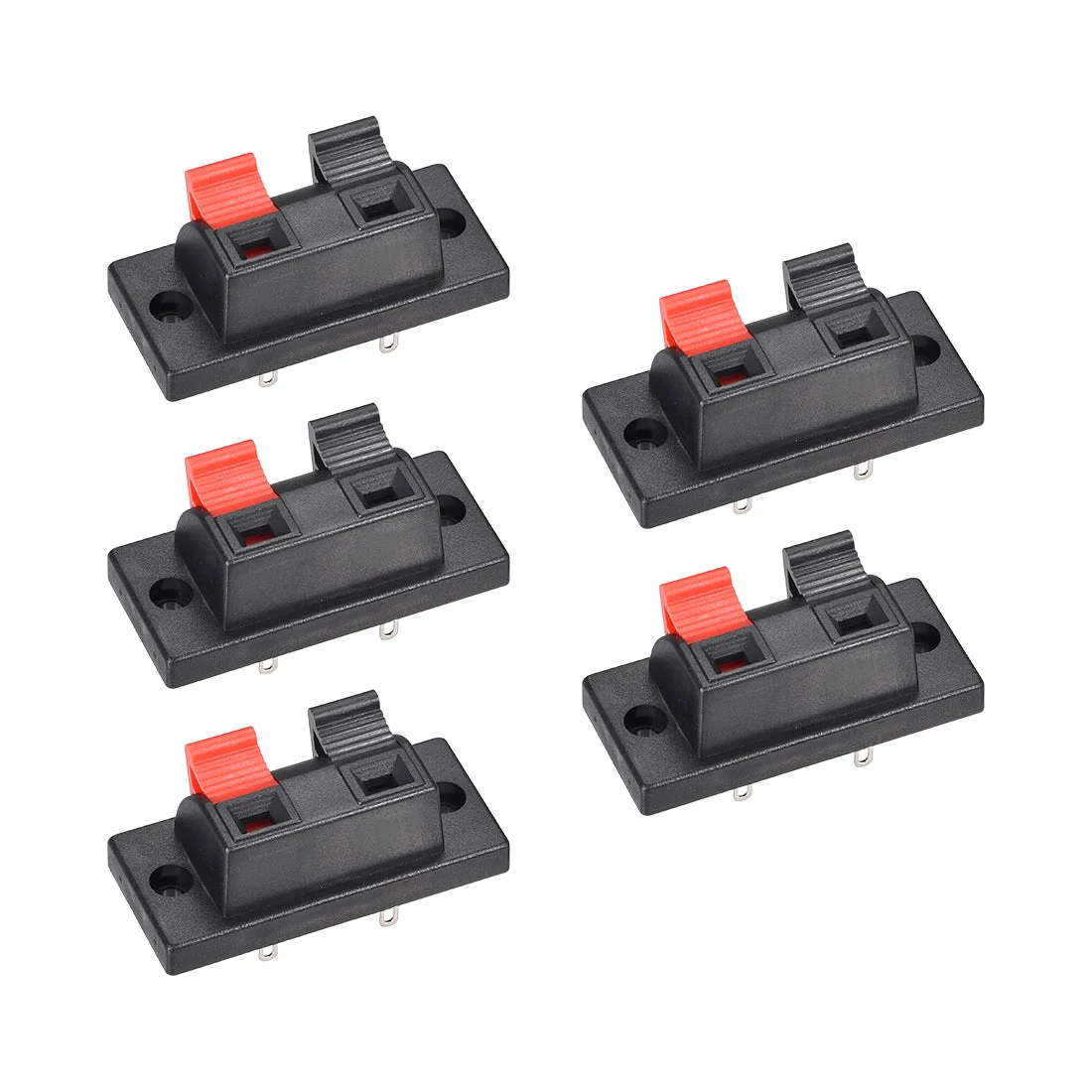2 Way Spring Speaker Terminal Clip Push Release Connector Audio Cable Terminals Strip Block 19.5mm Pin Distance 5Pcs
