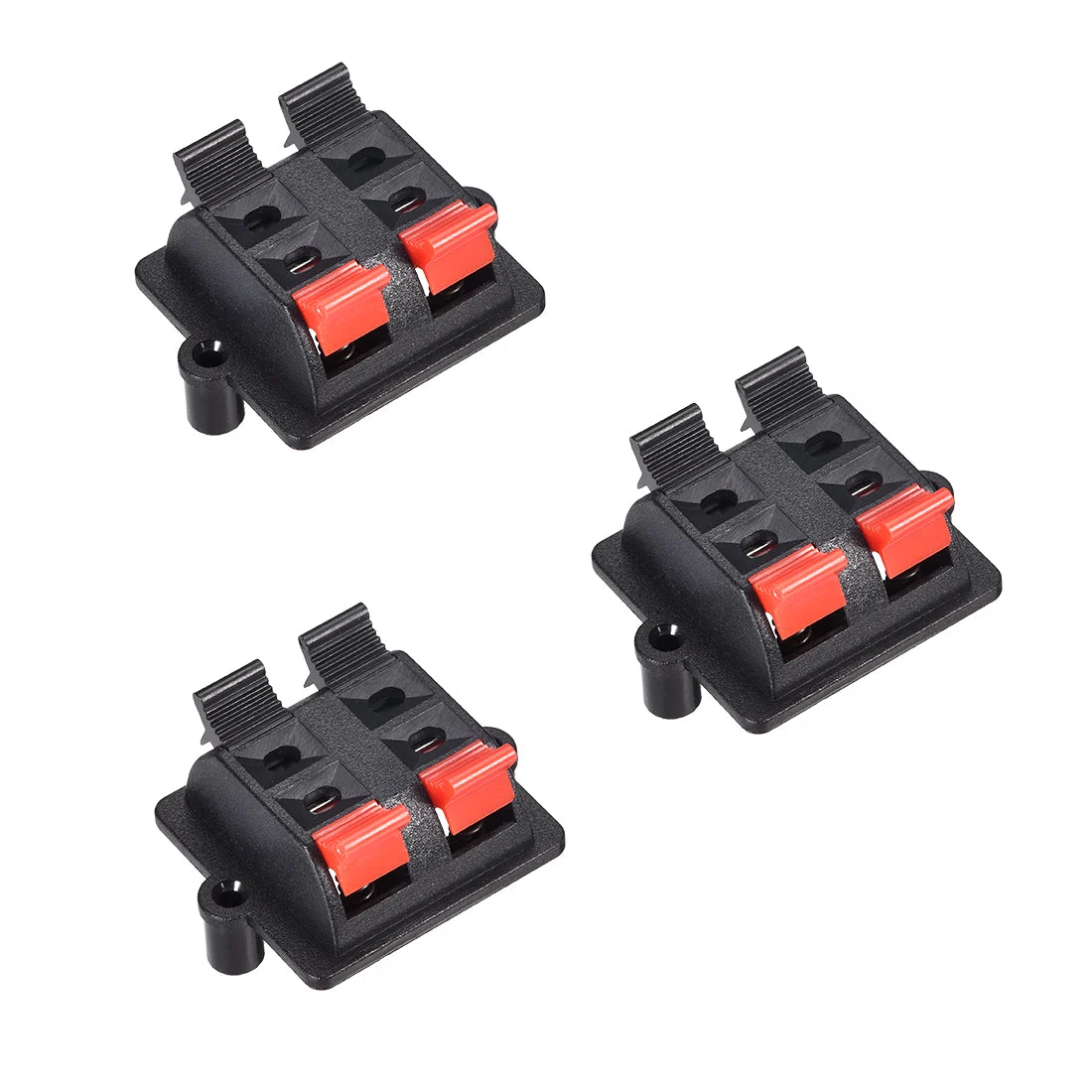 2 Row 4 Way Spring Speaker Terminal Clip Push Release Connector Audio Cable Terminals Strip Block WP4-03 3Pcs