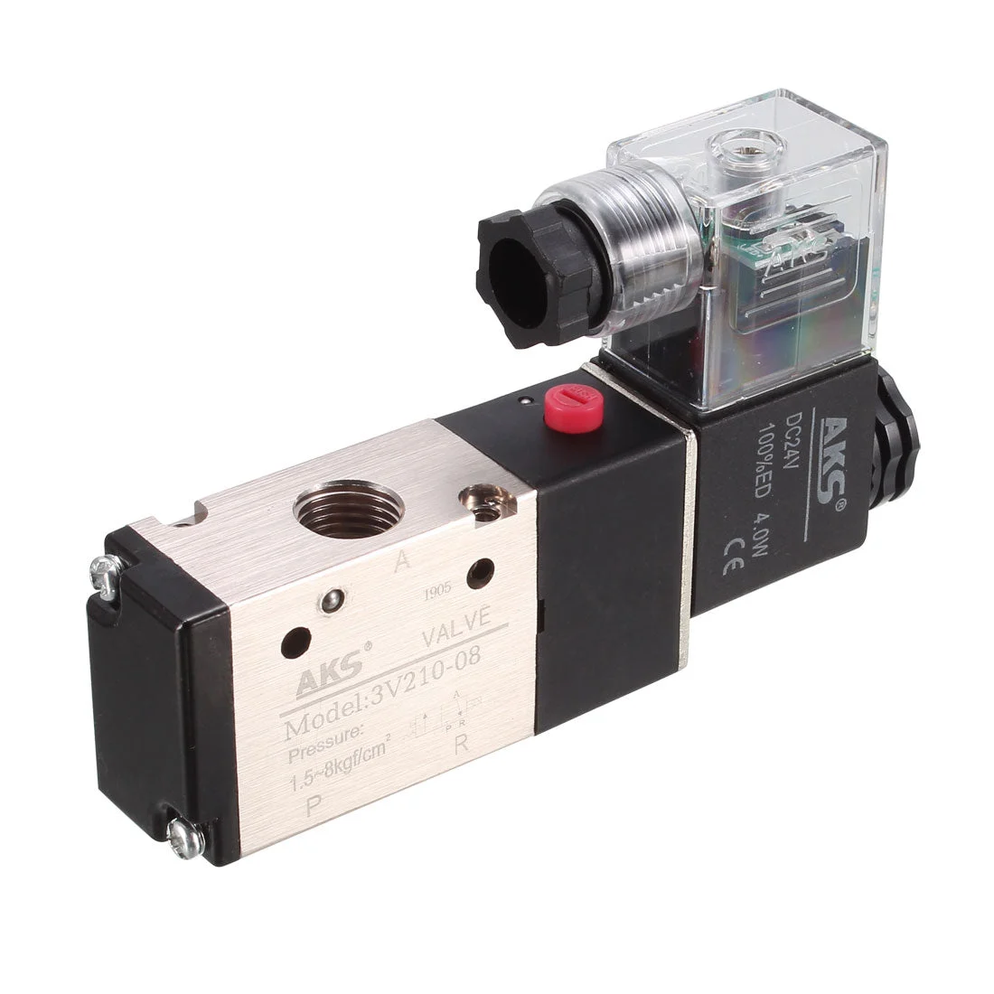 3V210-08 Pneumatic Air NC Single Electrical Control Solenoid Valve DC 24V 3 Way 2 Position 1/4" G Thread Internally Piloted Acting Type
