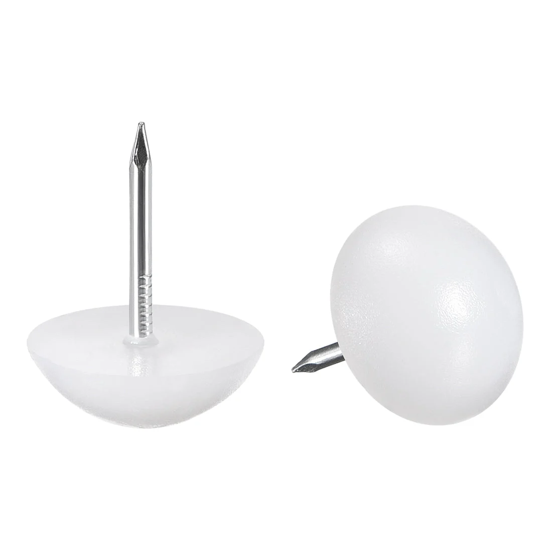 Furniture Feet Nail Chair Table Leg Protector Pad 16mm Dia White Plastic 5pcs