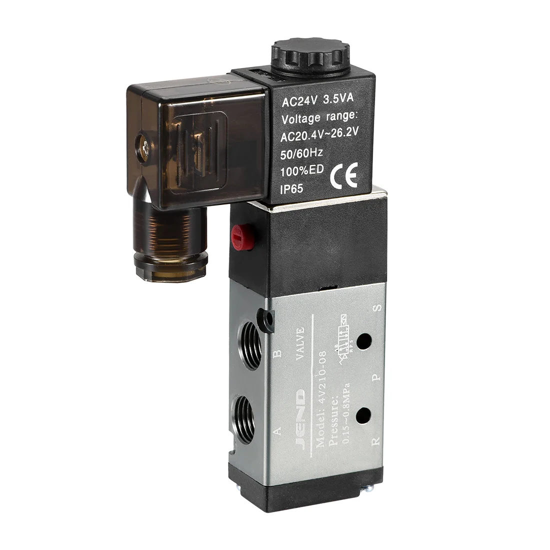 4V210-08 Pneumatic Air Electrical Control Solenoid Valve AC 24V 5 Way 2 Position 1/4" PT Internally Single Piloted Acting Type