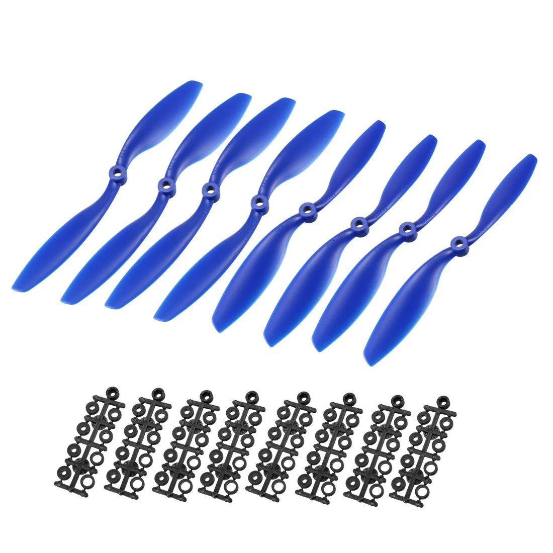 RC Propellers CW CCW 8045 8"x4.5" 2-Vane Airplane Toy Blue 4 Pairs w Adapters