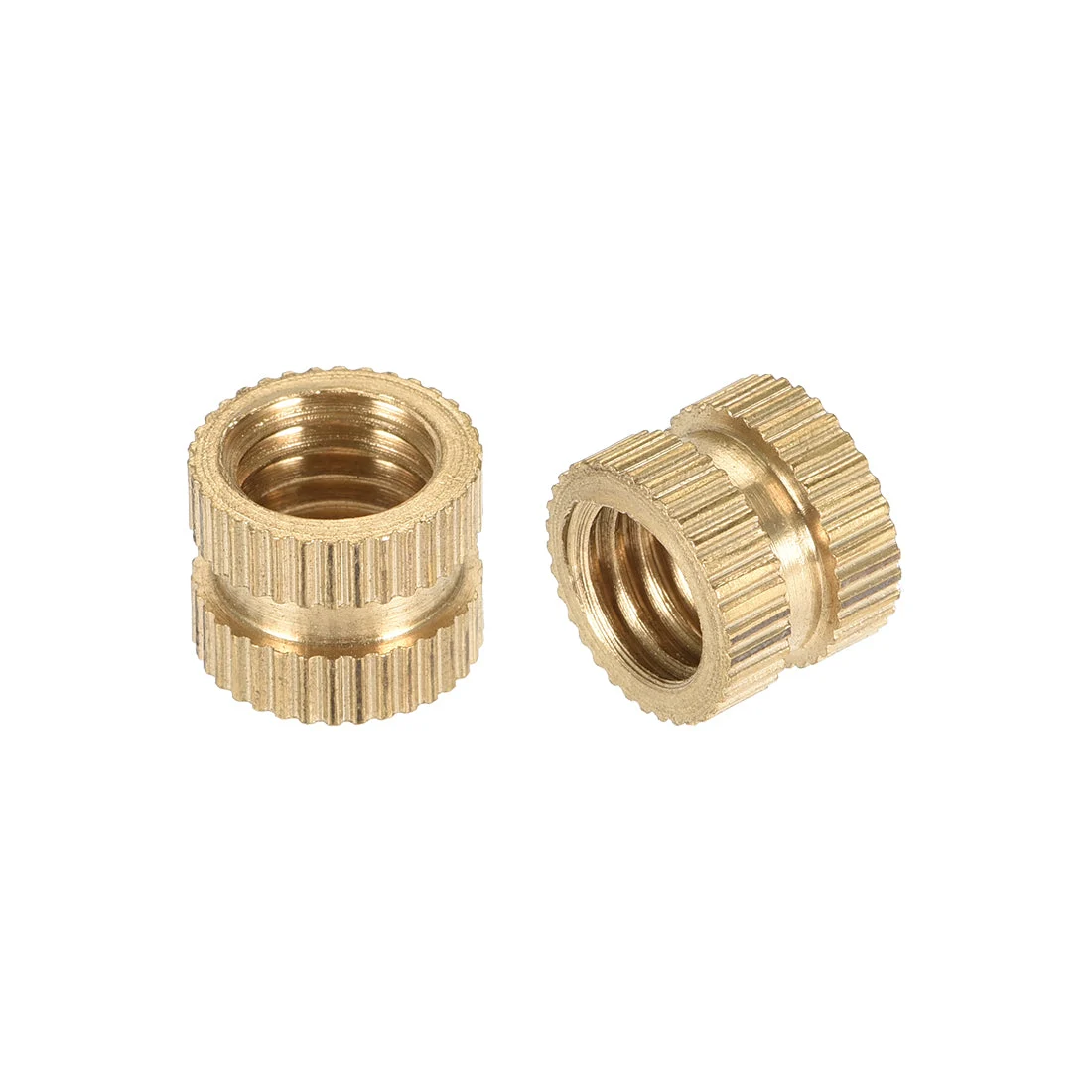 M8 x 8mm (L) x 10mm (OD) Brass Knurled Threaded Insert Embedment Nuts, 5 X