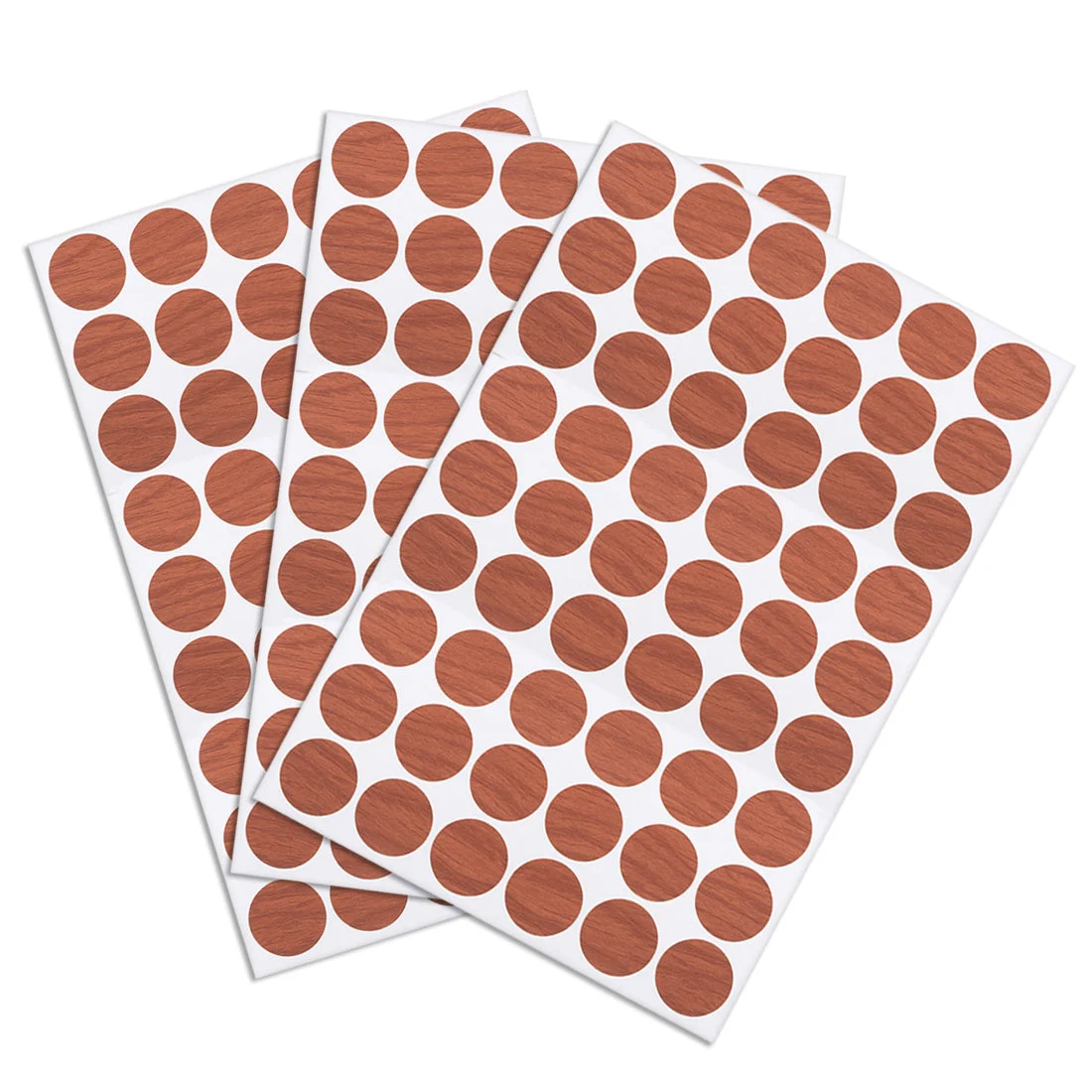 Screw Hole Covers Stickers Textured Plastic Self Adhesive Stickers for Wood Furniture Cabinet Shelve Plate 21mm Dia 162pcs in 3Sheet Cherry