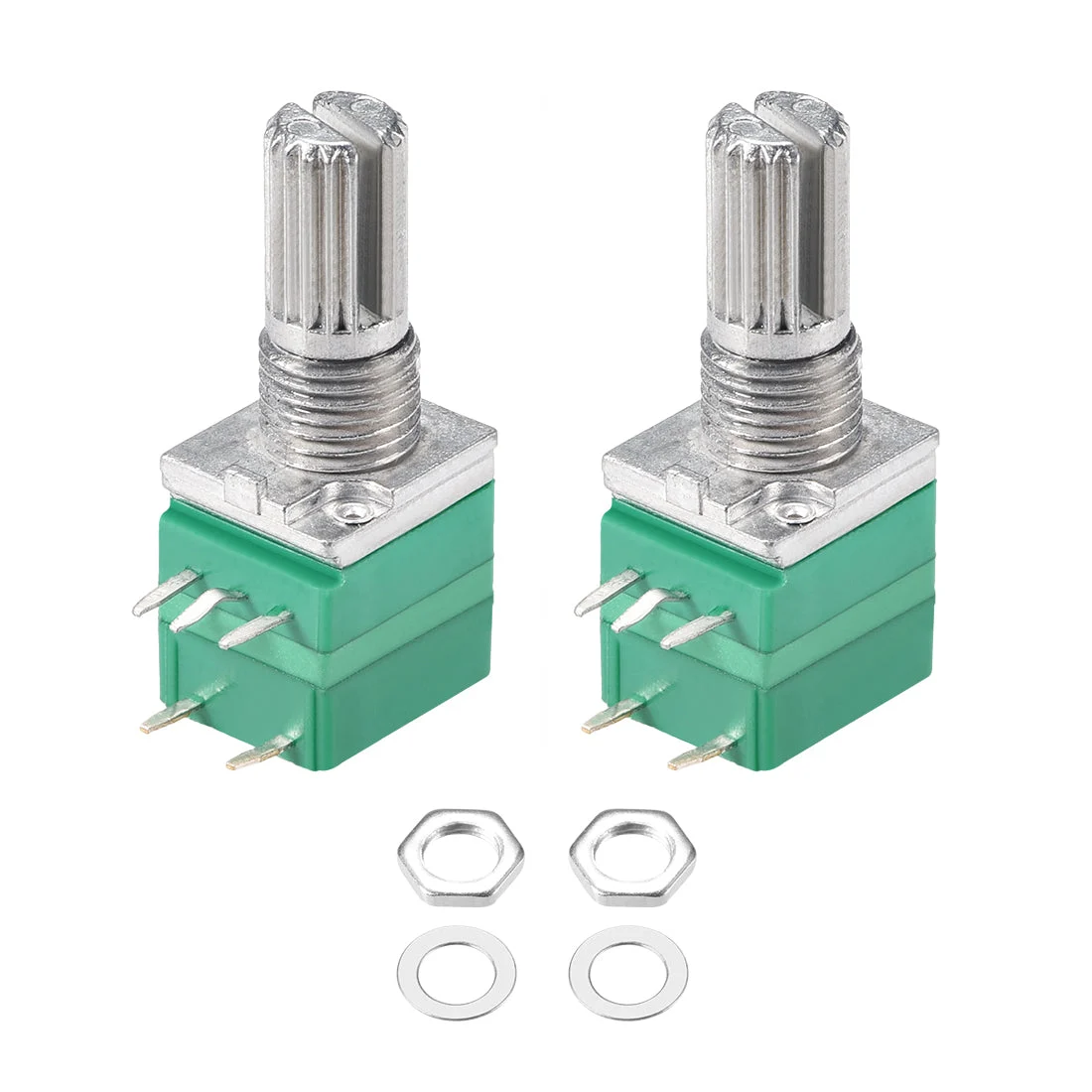 Potentiometer With Switch B100K Ohm Variable Resistors Single Turn Rotary Carbon Film Taper RV097NS 2pcs