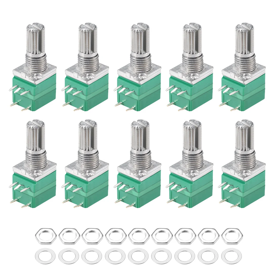 Potentiometer With Switch B10K Ohm Variable Resistors Single Turn Rotary Carbon Film Taper RV097NS 10pcs