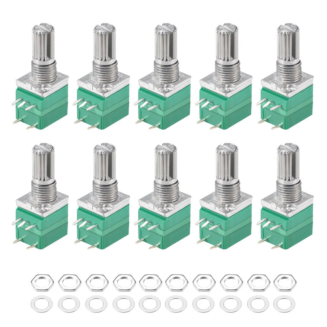 Potentiometer With Switch B20K Ohm Variable Resistors Single Turn Rotary Carbon Film Taper RV097NS 10pcs
