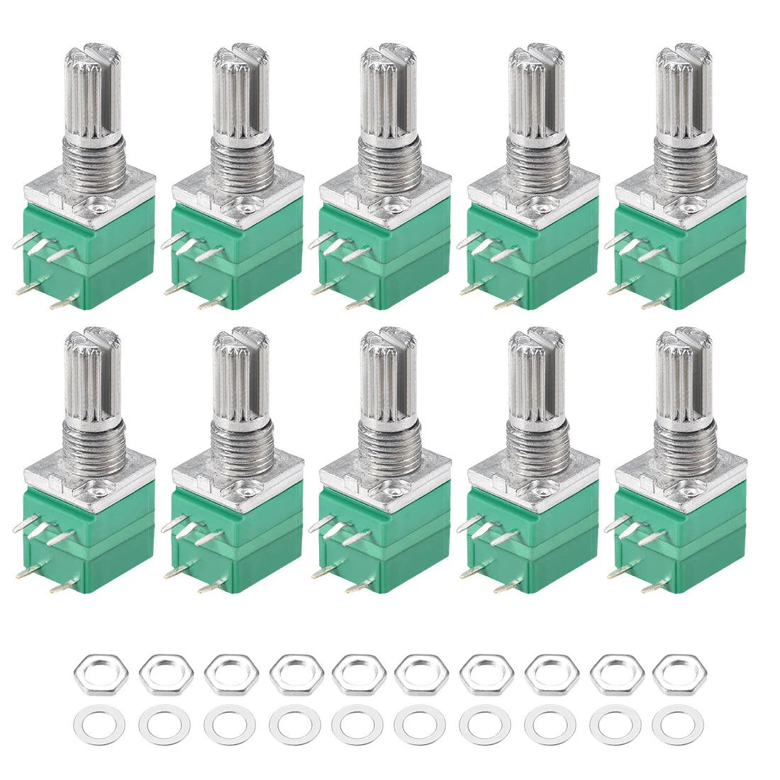 Potentiometer With Switch B50K Ohm Variable Resistors Single Turn Rotary Carbon Film Taper RV097NS 10pcs