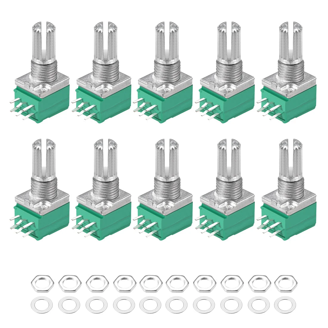 Potentiometer B5K Ohm Variable Resistors Double Turn Rotary Carbon Film Taper RV097NS 10pcs