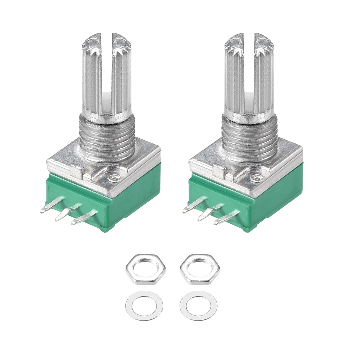 Potentiometer B100K Ohm Variable Resistors Single Turn Rotary Carbon Film Taper RV097NS 2pcs