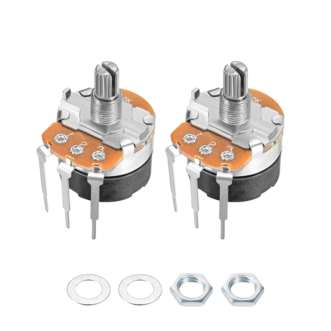 WH138 Potentiometer with Switch B10K Ohm Variable Resistors Single Turn Rotary Carbon Film Taper 2pcs