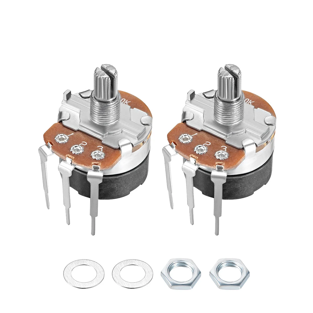 WH138 Potentiometer with Switch 5K Ohm Variable Resistors Single Turn Rotary Carbon Film Taper 2pcs