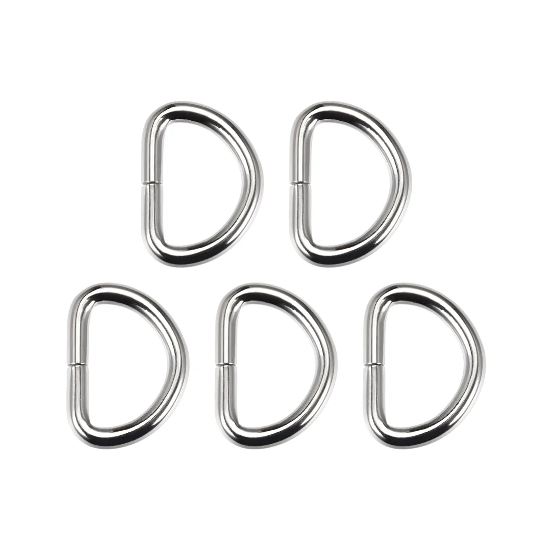 Uxcell 5 Pcs D Ring Buckle 1 Inch Metal Semi-Circular D-Rings Silver Tone for Hardware Bags Belts Craft DIY Accessories