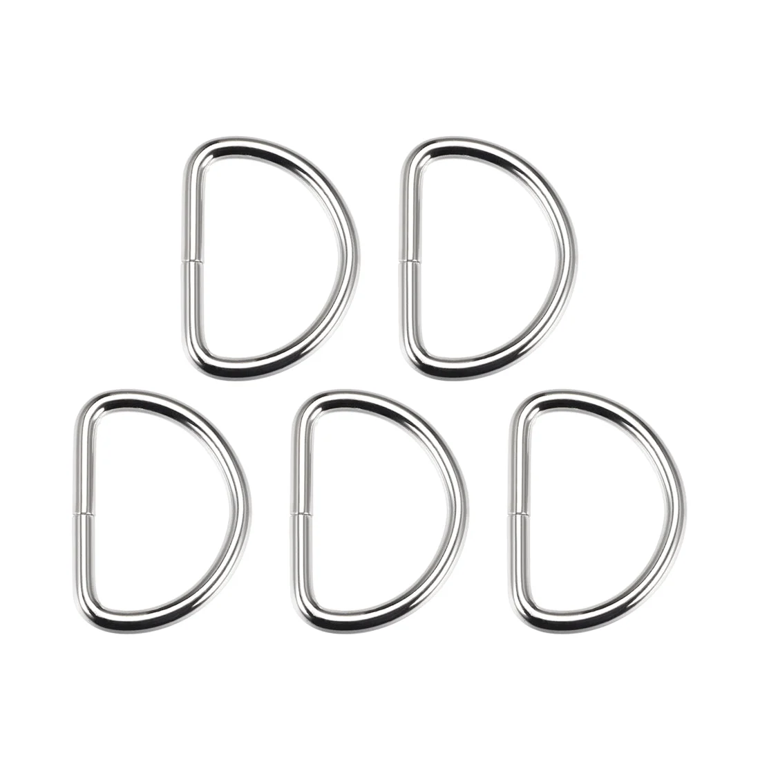 Uxcell 5 Pcs D Ring Buckle 1.6 Inch Metal Semi-Circular D-Rings Silver Tone for Hardware Bags Belts Craft DIY Accessories