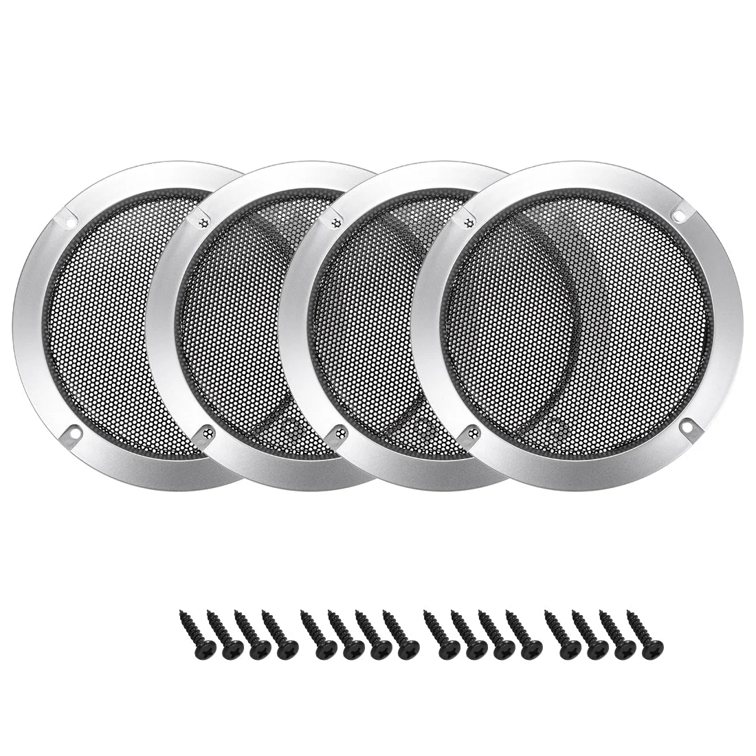 4pcs 3" Speaker Grill Mesh Decorative Circle Woofer Guard Protector Cover Audio Accessories Silver