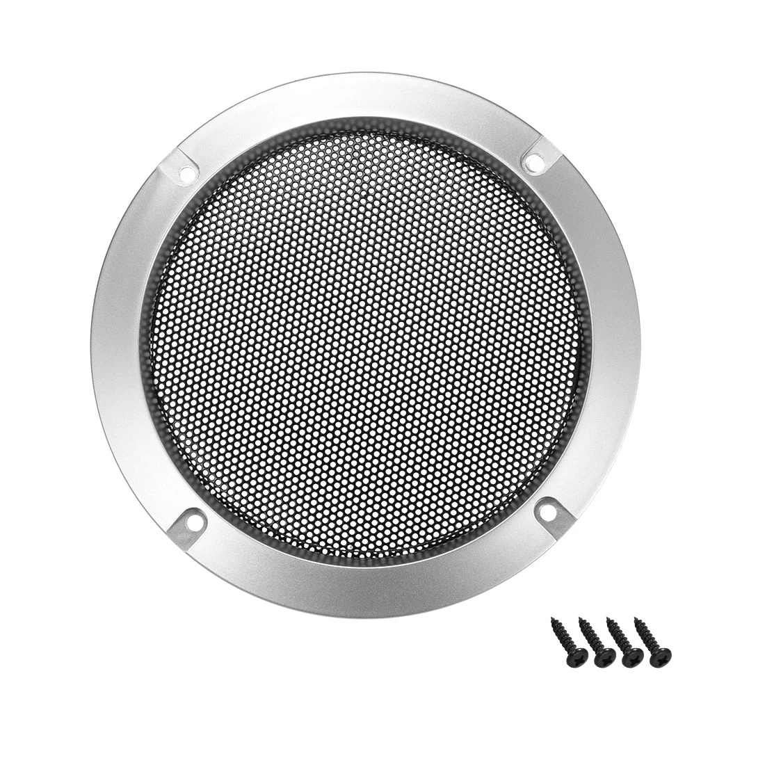 6.5" Mounting Hole Diagonal Distance Speaker Grill Mesh Decorative Circle Woofer Guard Protector Cover Audio Accessories Silver