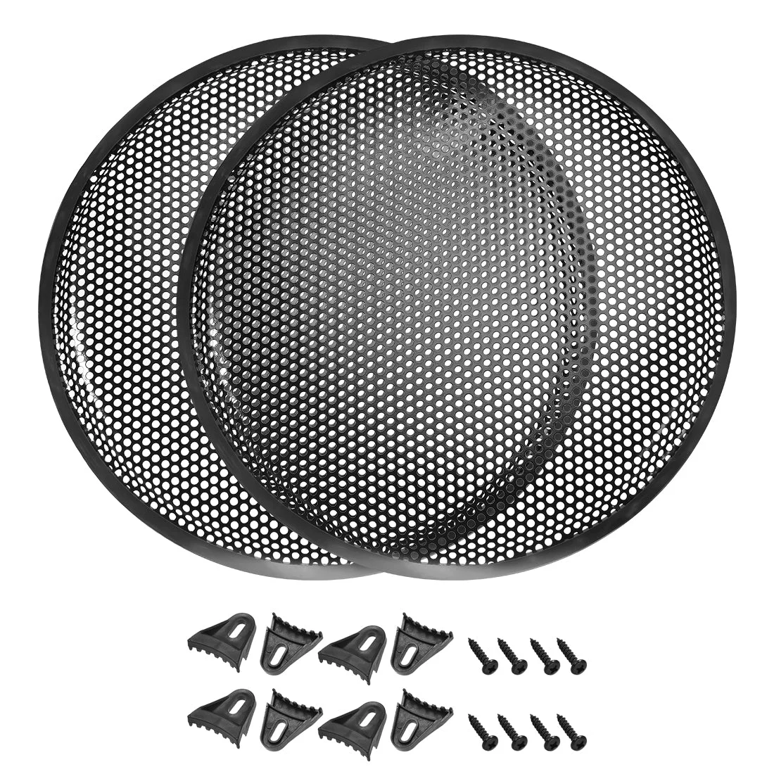 Uxcell 2pcs 12" Speaker Waffle Grill Metal Mesh Audio Subwoofer Guard Protector Cover with Clips,Screws
