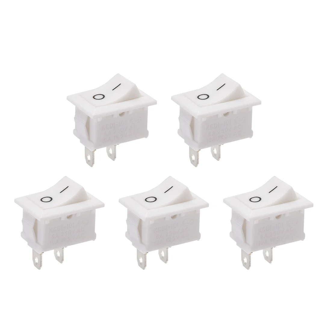 Mini Boat Rocker Switch White Toggle Switch ON/OFF AC 250V/6A 125V/10A 5pcs