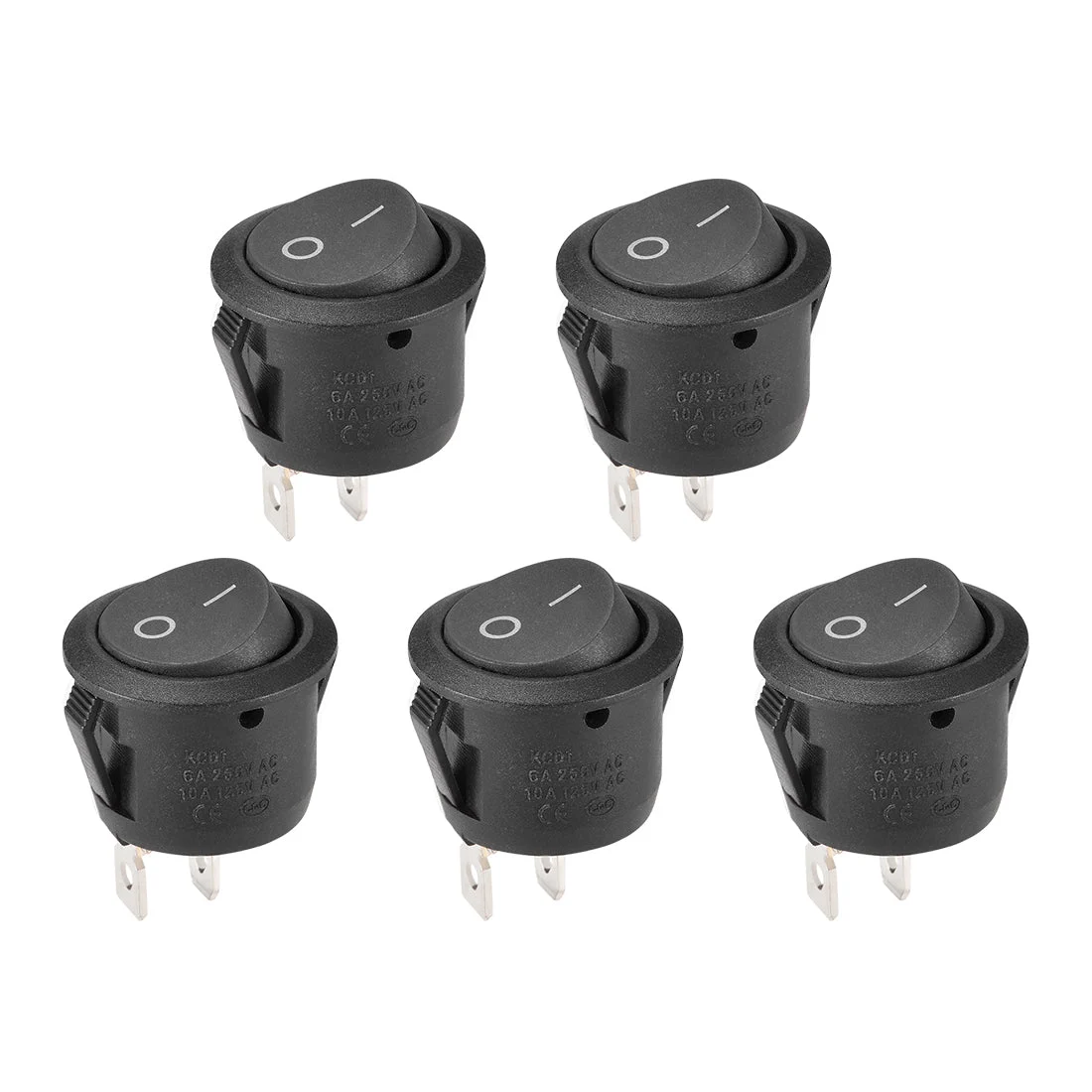 Boat Rocker Switch Round Toggle Switch for Boat Car Marine 2pins ON/OFF AC250V/6A 125V/10A 5pcs