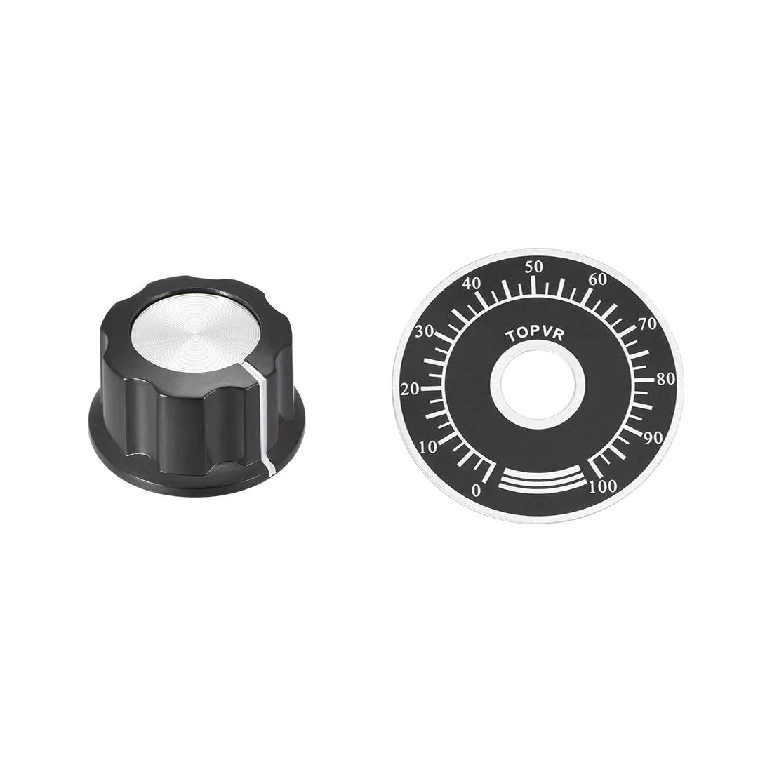 Plastic Potentiometer Rotary Knob 6mm Insert Shaft with 40mm 0-100 Dial Face Plate 1pcs
