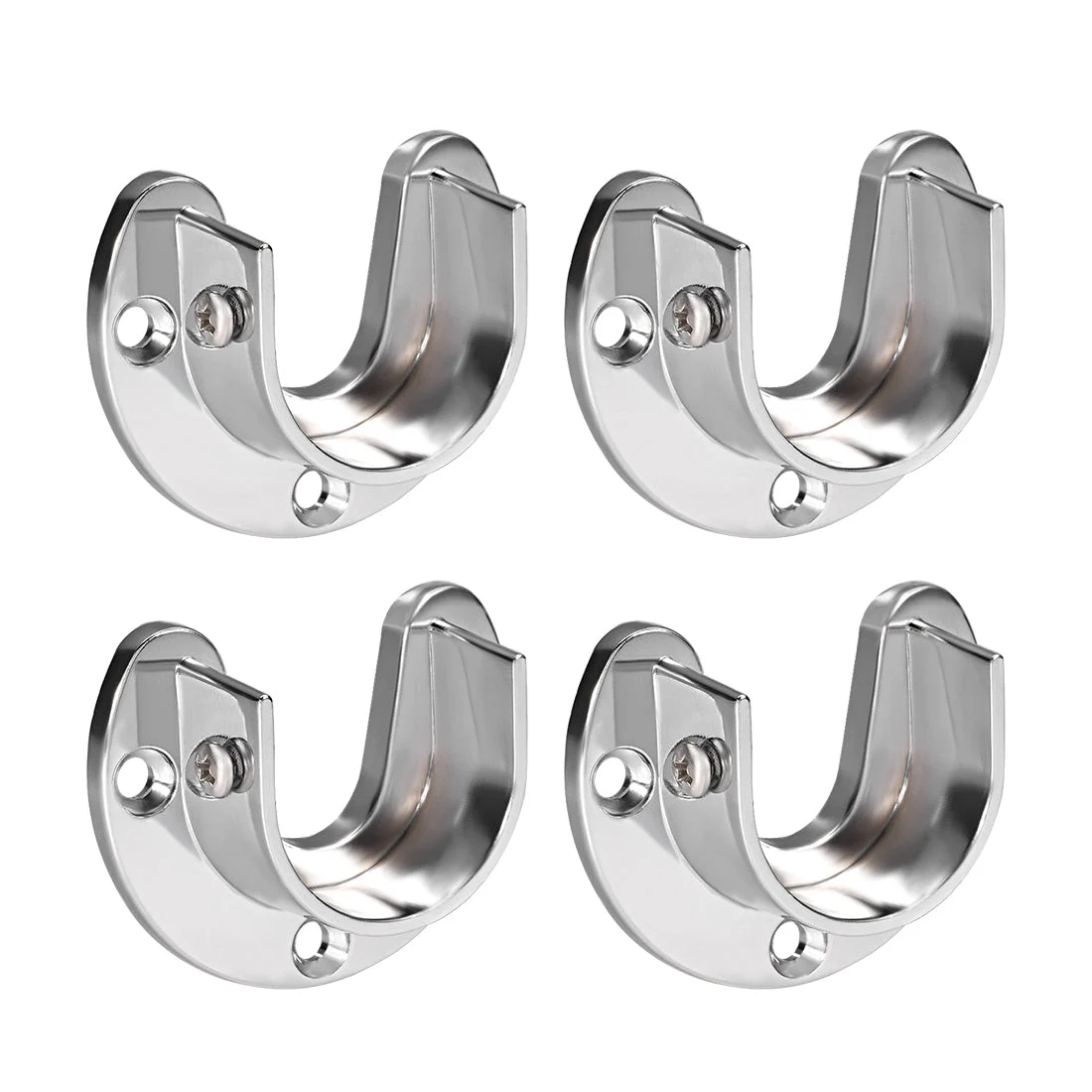 Zinc Alloy Closet Pole Sockets, Wardrobe Bracket Holder, Shower Curtain Rod Pole End Supports Sockets Flange 4pcs, 38mm Diameter(U-Shaped)