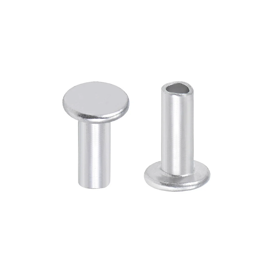 200 Pcs 3mm x 8mm Aluminum Flat Head Semi-Tubular Rivets Silver Tone