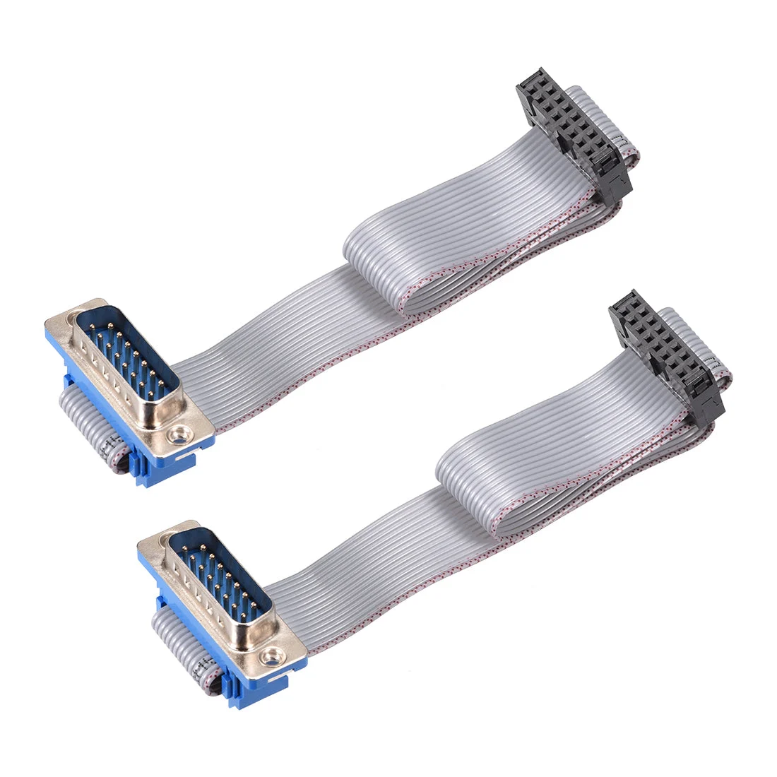 IDC Wire Flat Ribbon Cable DB15 Male to FC-16 Female Connector 20cm Length 2pcs