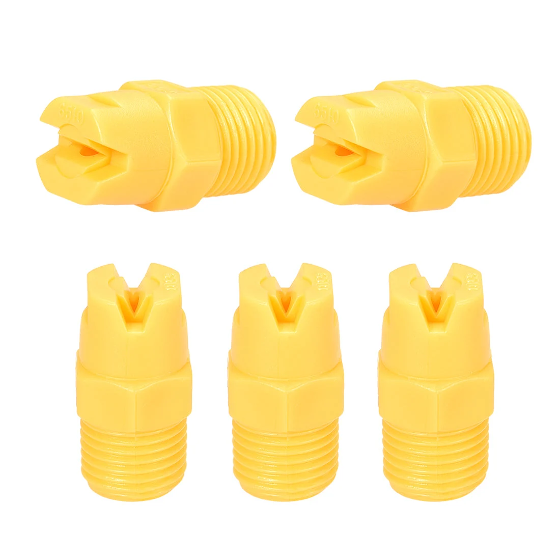 Flat Fan Spray Tip, 1/4BSPT Male Thread PP Nozzle, 5 Pcs (65 Degree, 2mm Orifice Diameter)